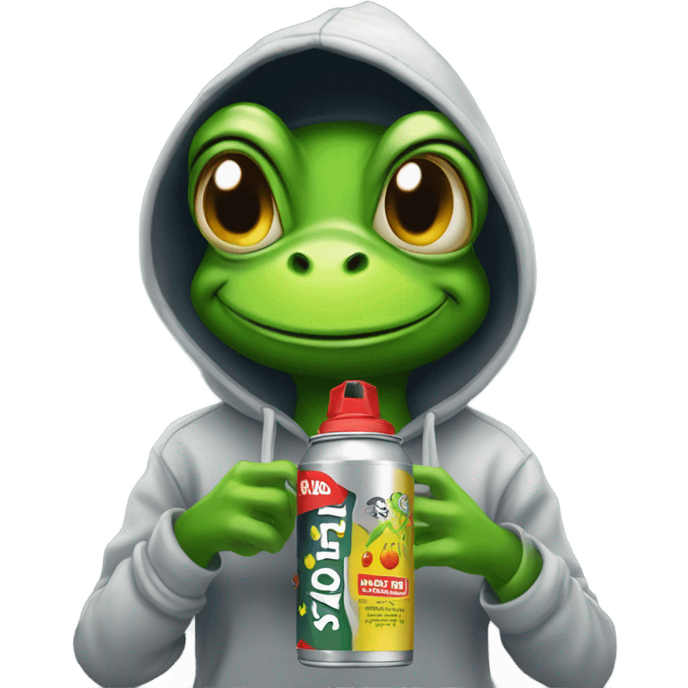 Beautiful female Frog in a hoodie with a can of spray paint  emoji