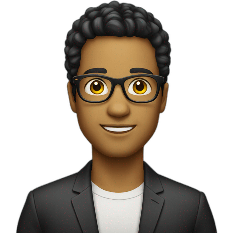 Young WHITE entrepreneur with yellow tinted glasses and combed black hair  emoji