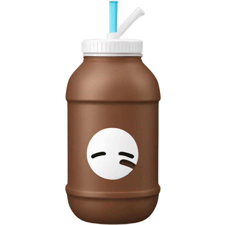 Brown water bottle with handle and straw emoji