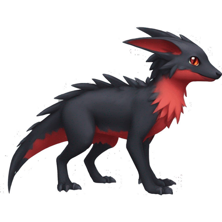 Cute cool black red nargacuga animal hybrid Fakemon full body emoji