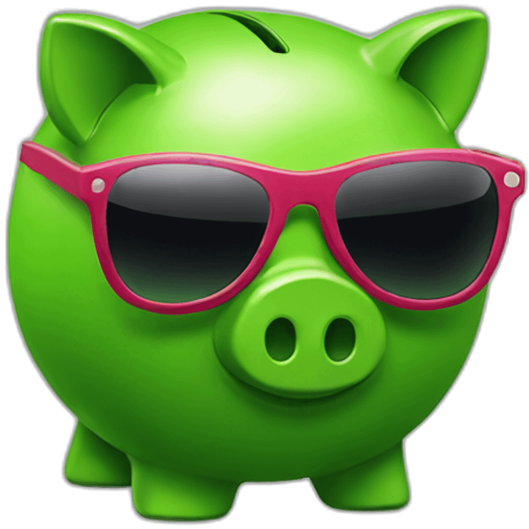 green piggybank with sunglasses emoji