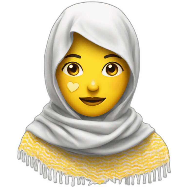 Yellow love face emoji wearing Palestine kuffiyeh emoji