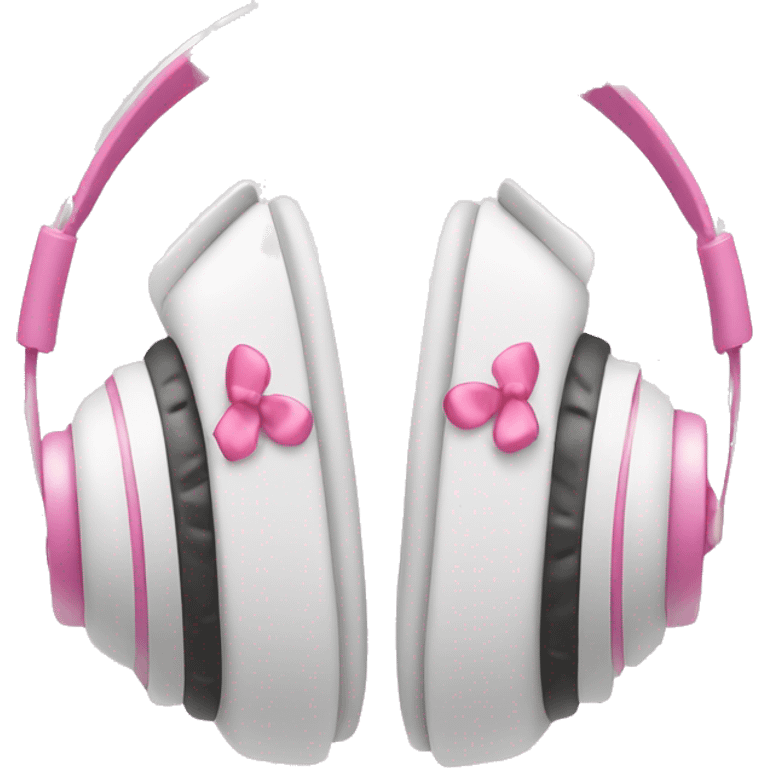 white headphones with small pink bows on each side  emoji