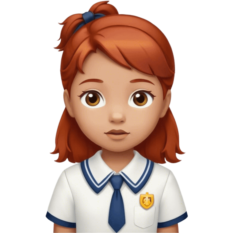 baby girl in school uniform dress with redesh brown hair emoji