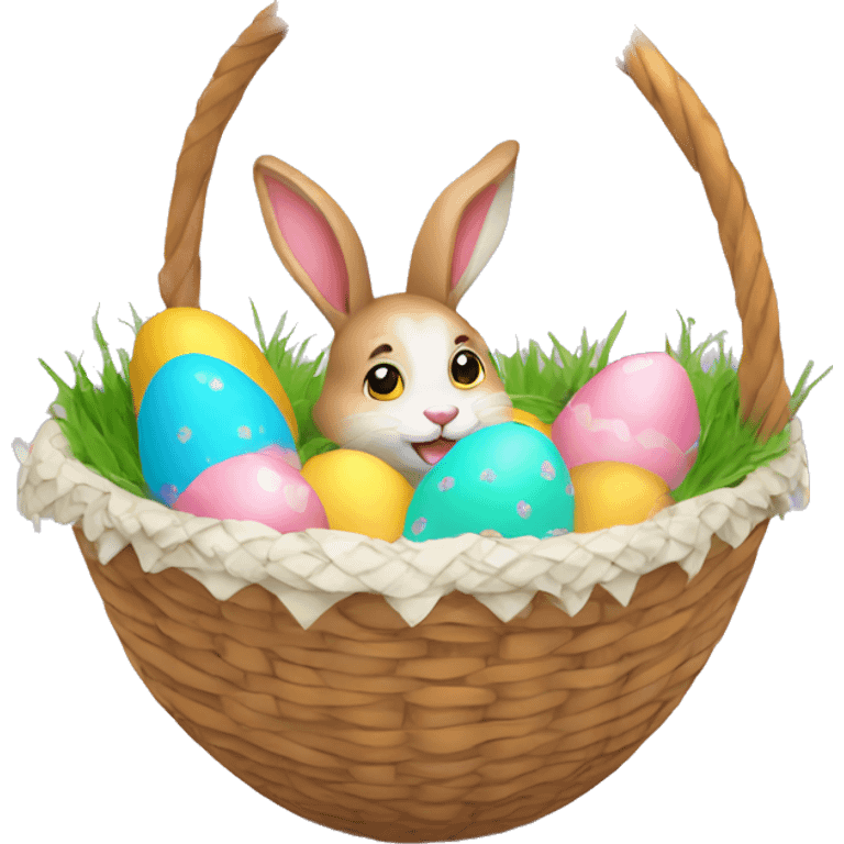 easter bunny in egg basket emoji