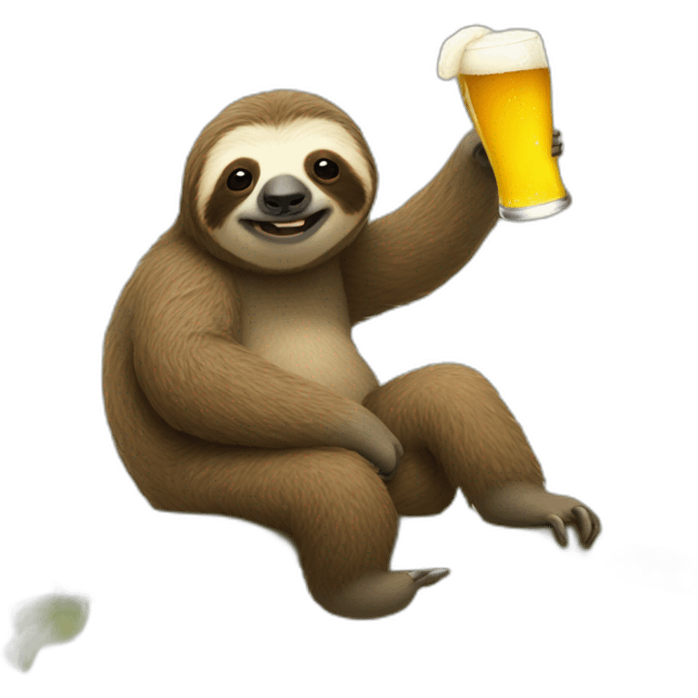 Sloth drinking beer while riding a caterpillar emoji