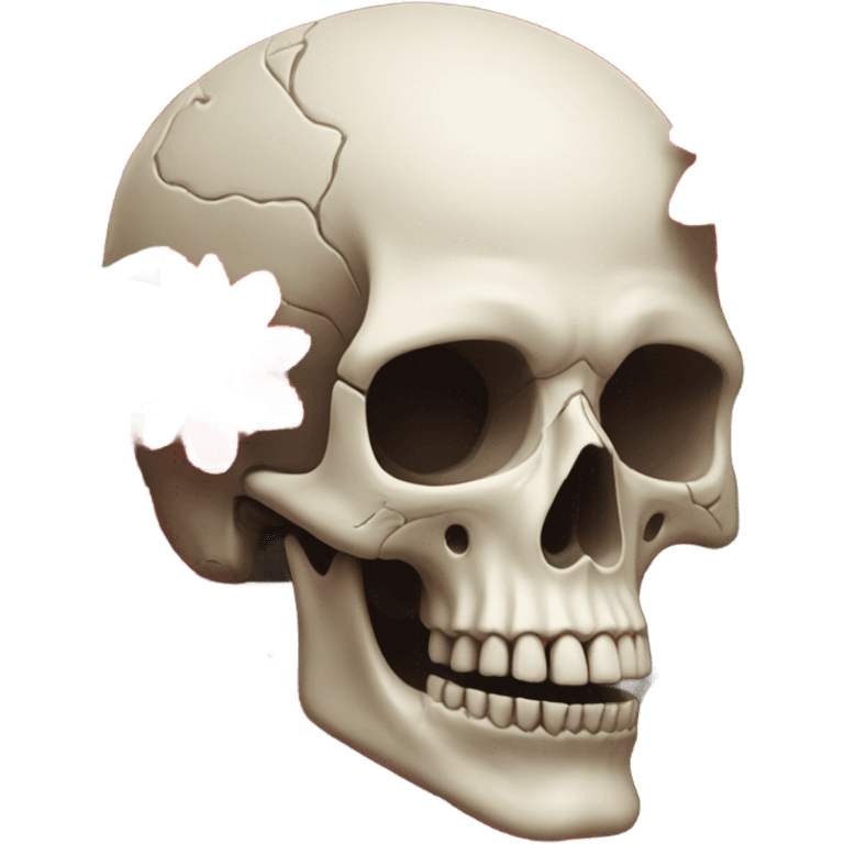 skull and red flowers emoji