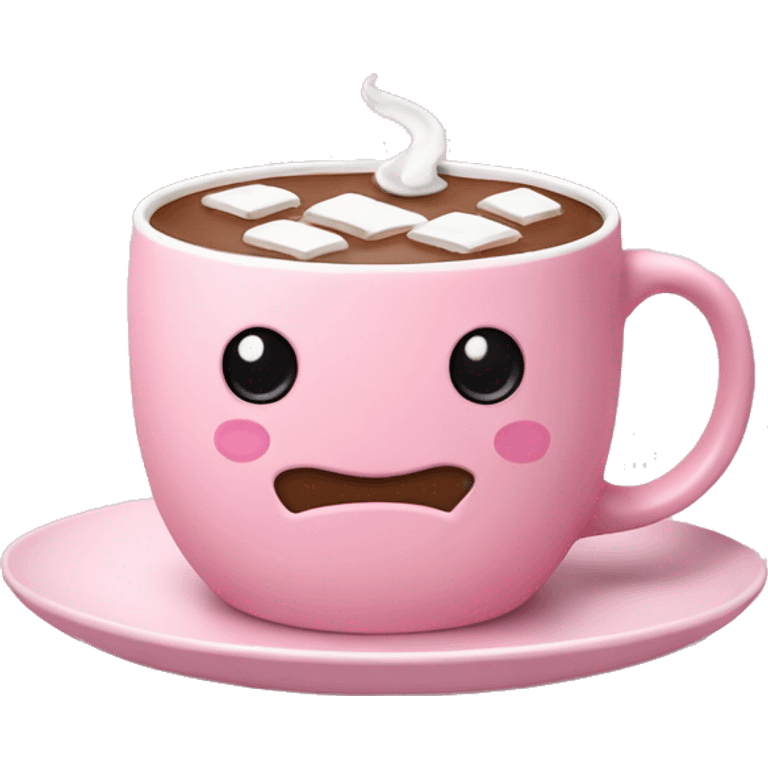 hot chocolate in a pastel pink mug on a plate emoji