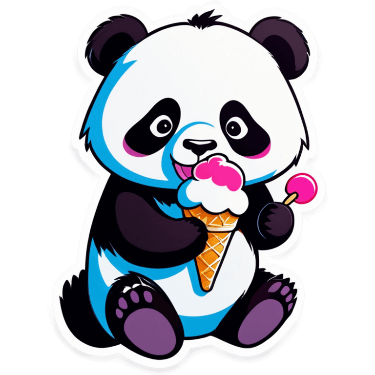 Panda eating ice cream emoji