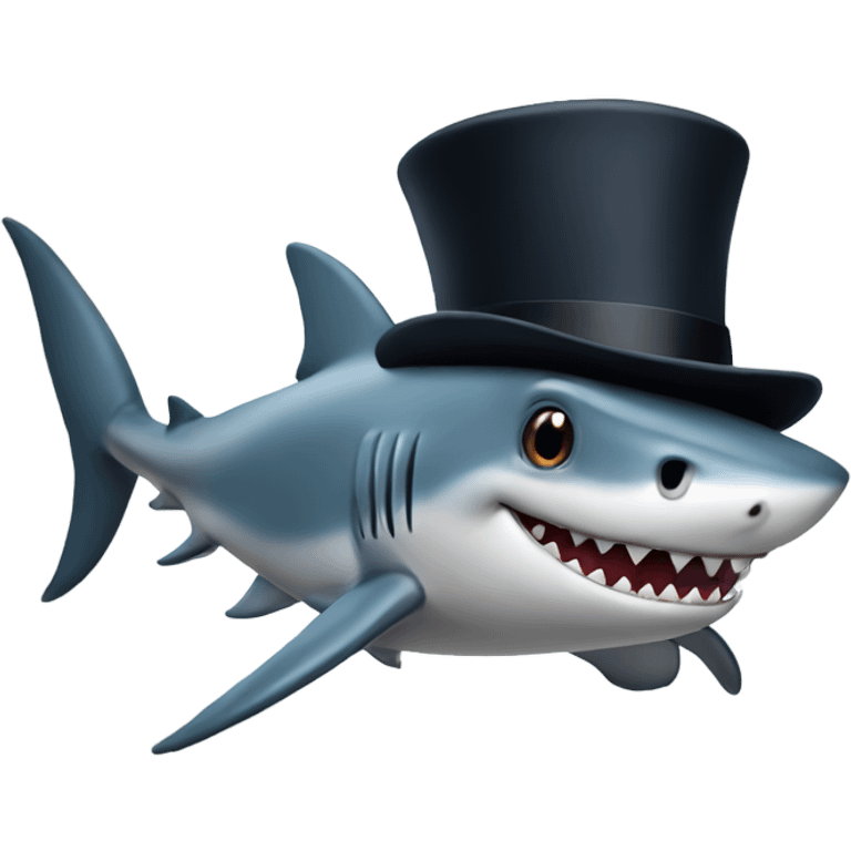 Shark with a top hat emoji