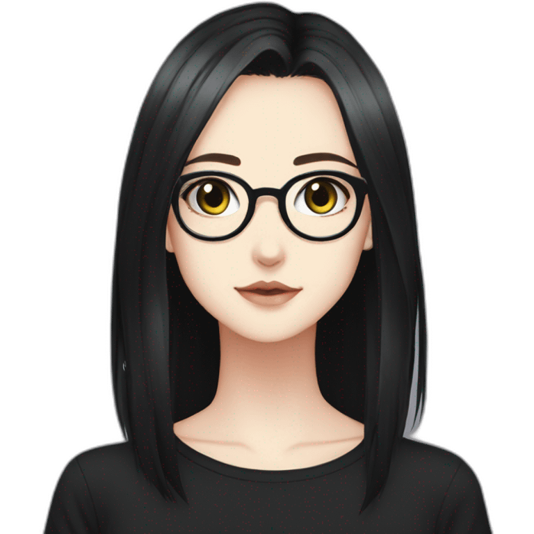 Anime+eyes-goth-girl-dark-hair-with-glasses-black-tshirt+perfectly-centered emoji