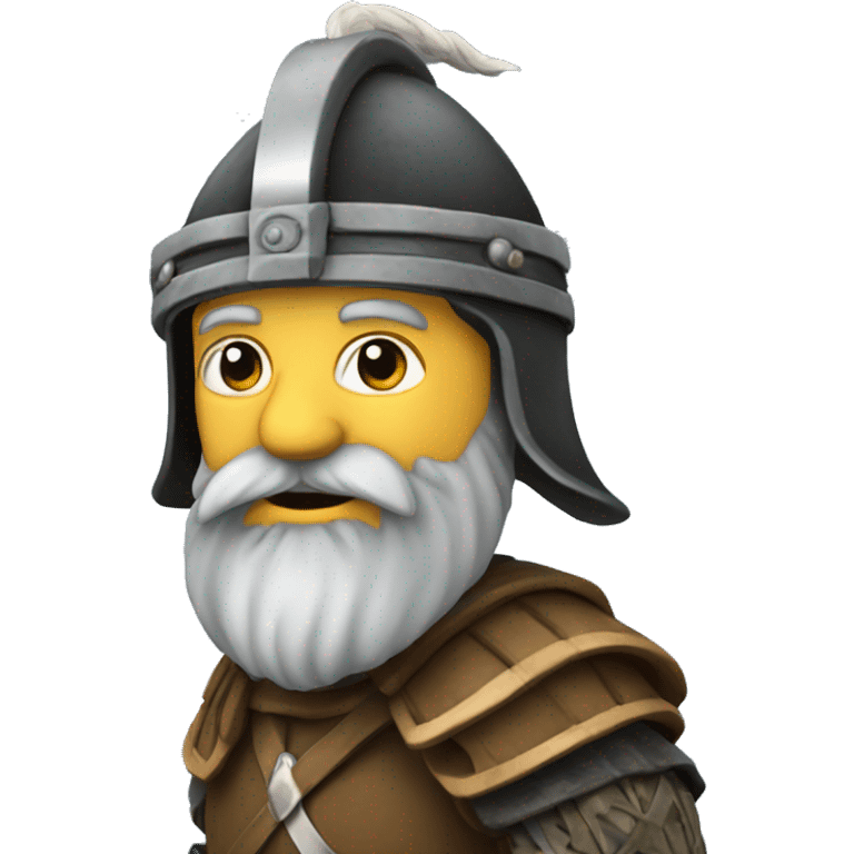 A small medieval Scottish man with a Scottish helmet, with a beard, that i saluting  emoji