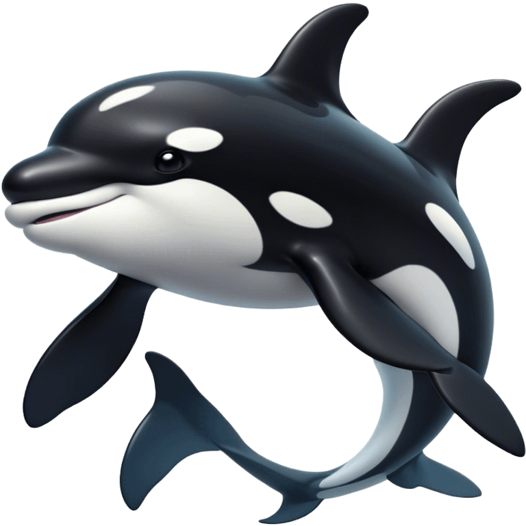 Cinematic Noble orca Portrait Emoji, Poised and majestic, with a sleek, streamlined black-and-white body, piercing intelligent eyes, and a powerful, commanding presence, Simplified yet sharp and sophisticated features, highly detailed, glowing with a soft oceanic radiance, high shine, intelligent and formidable, stylized with an air of deep-sea dominance, focused and alert, soft glowing outline, capturing the essence of an apex predator that appears ready to surge out of the waves with effortless authority! emoji