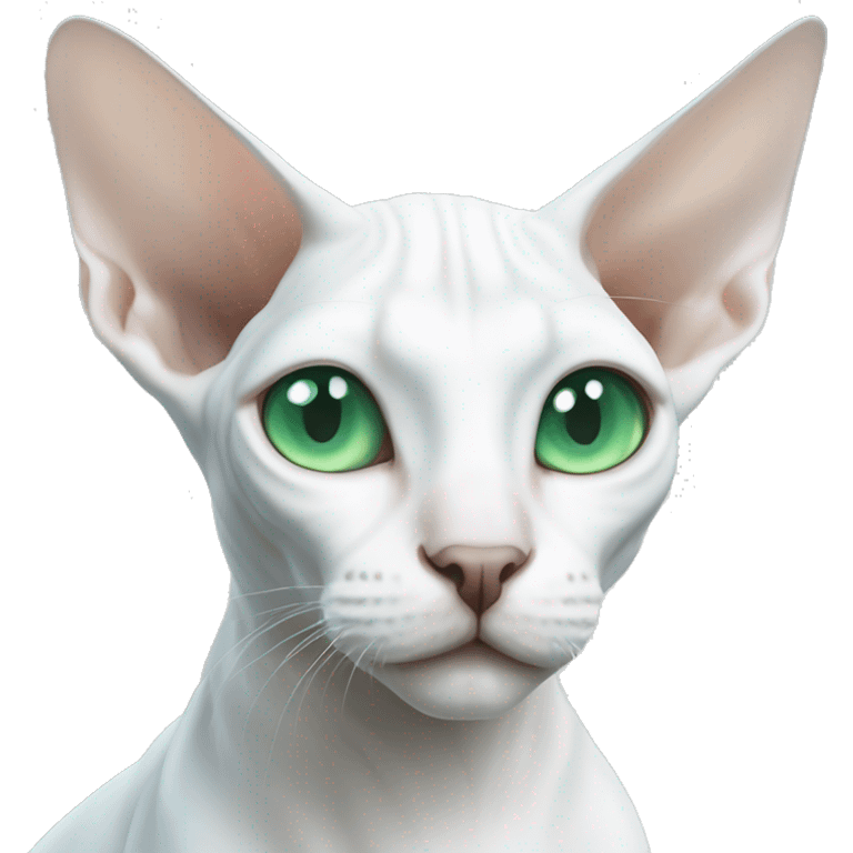 White sphinx cat with green-blue eyes  emoji