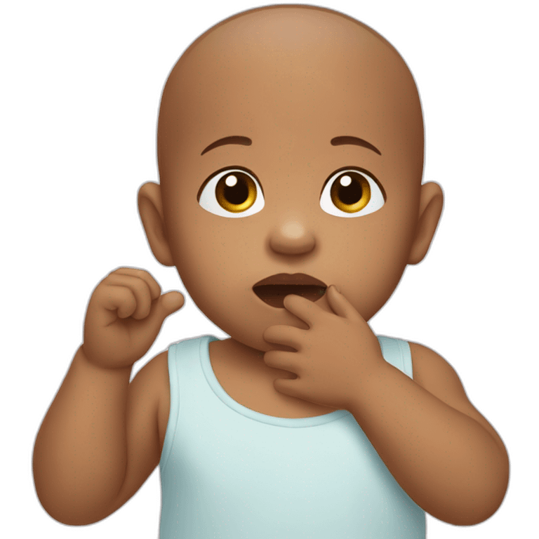 Baby with hand before mouth emoji