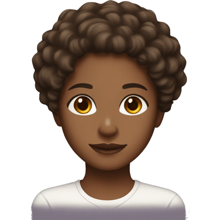 Brown girl with brown eyes and curly dark brown hair and really pretty  emoji