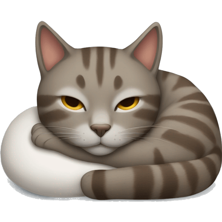 brown and gray cat sleeping emoji