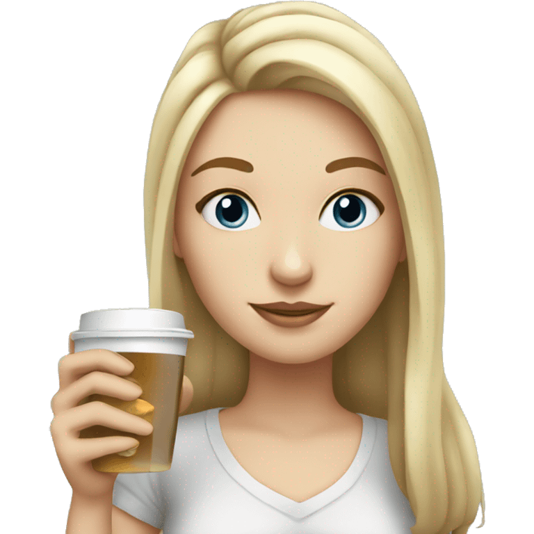 white girl with  drinking tea emoji