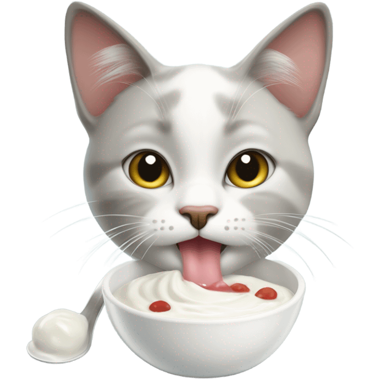 Cat eating yogurt  emoji