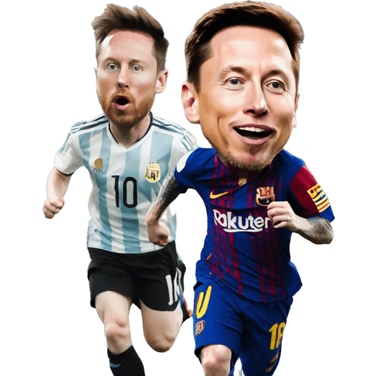 elon musk running behind messi emoji