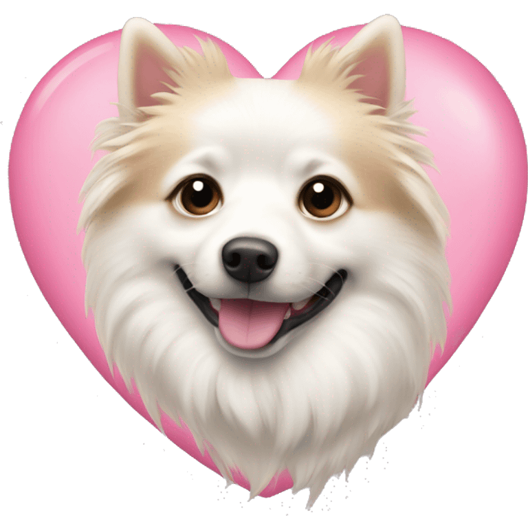 White and blonde spots spitz in a pink heart emoji