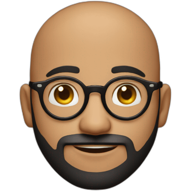 indian guy with round glasses with fair skin with straight hair with round fully circular glasses black eyes black hair with very short beard emoji