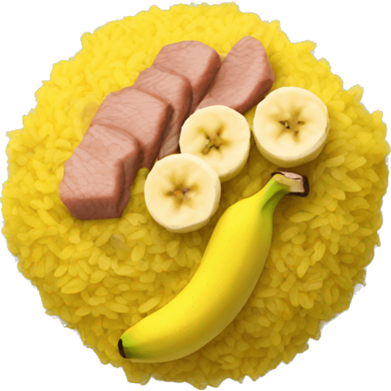 yellow rice with banana and meat emoji