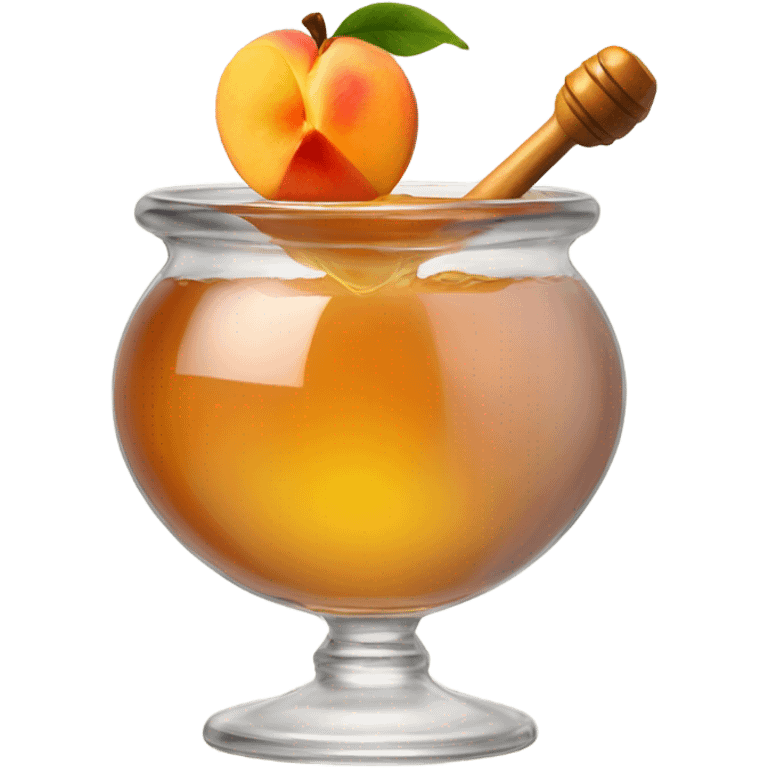 A pot of honey with a peach sticking out of the top emoji