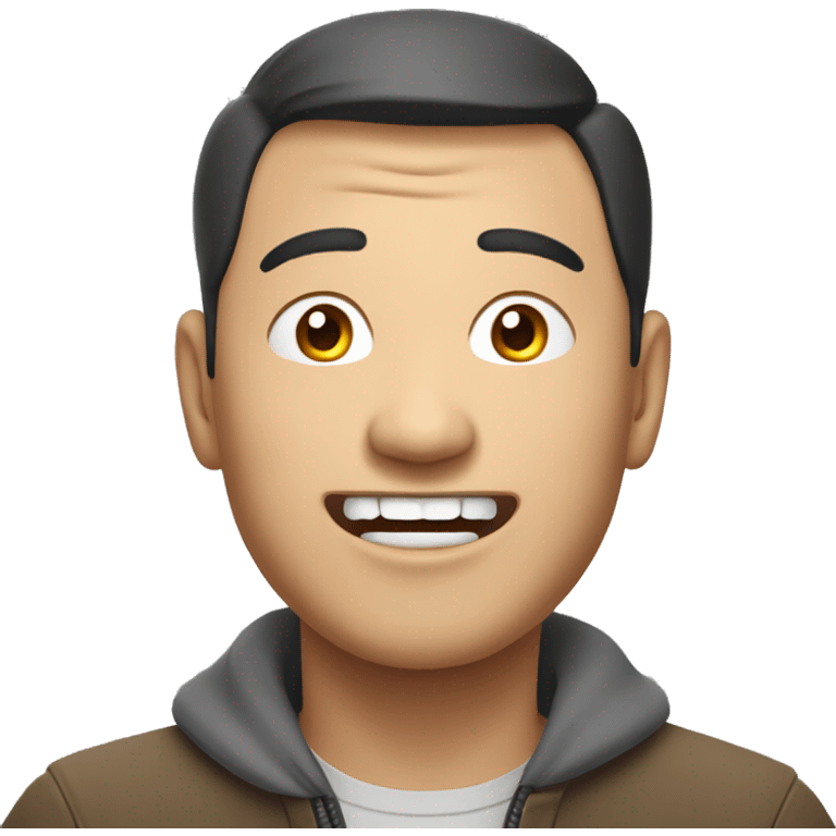 Smiling Mongolian man have a surprised  emoji