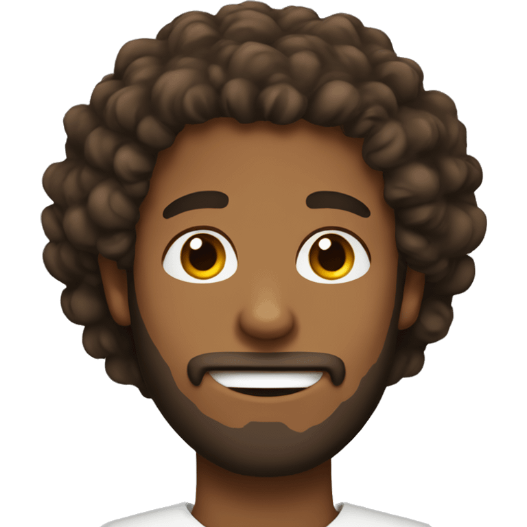 Brown skinned guy with beard and curly hair emoji