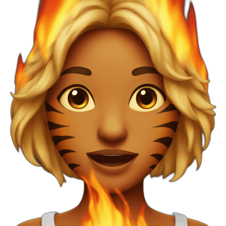 Tiger woman in fire emoji