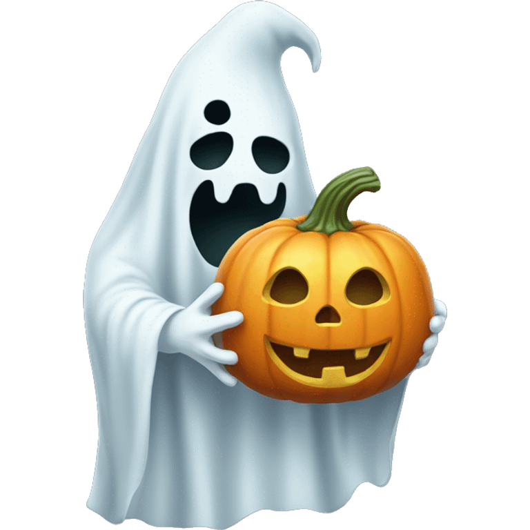 Ghost holding a pumkin  emoji