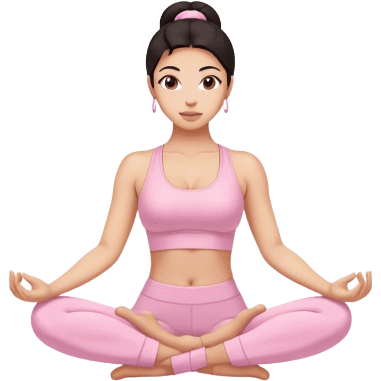 Beautiful dark hair sexy yoga girl light pink clothes  emoji