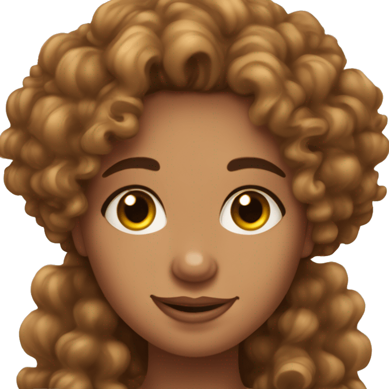 Brown Curly hair on light skin girl with freckles & dimples & a mole on right cheek emoji