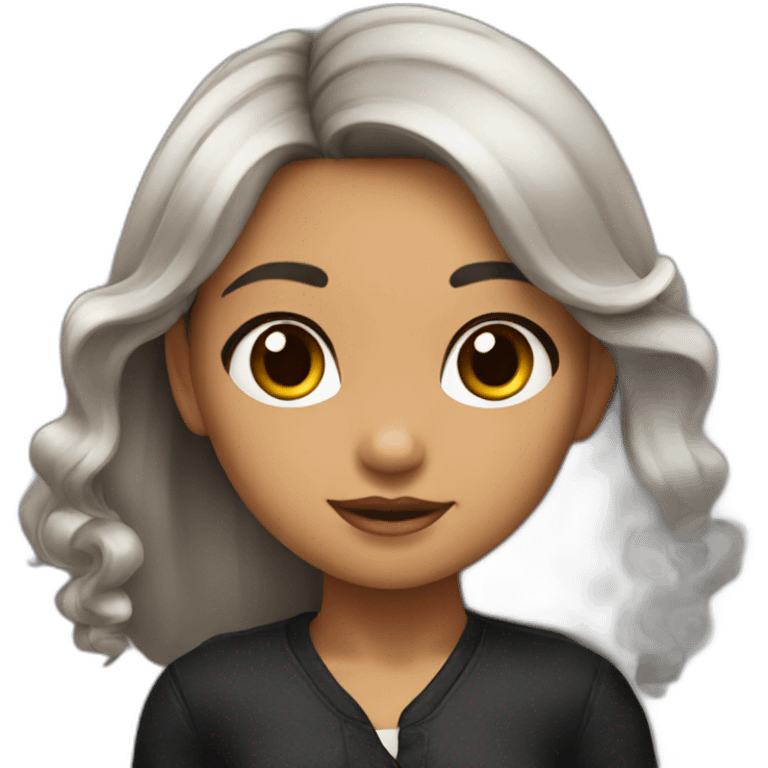 Niña morena con cabello negro emoji