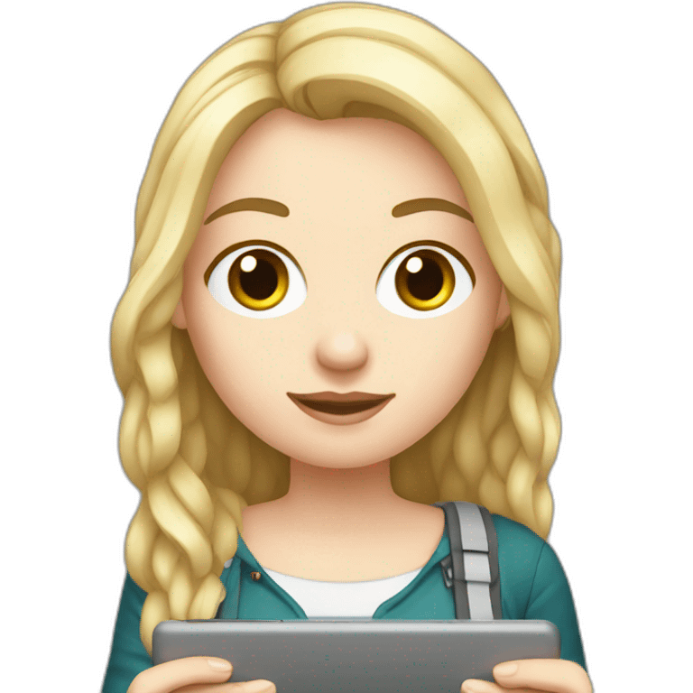 white girl holding tablet pixel aspect emoji