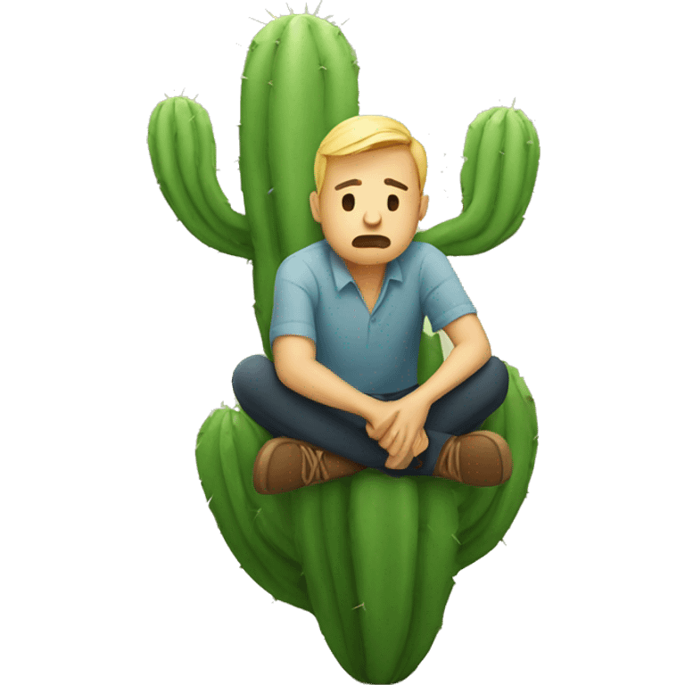 sad man sitting on little cactus emoji