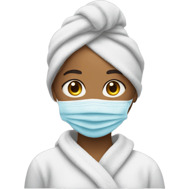 Girl in face mask with towel on head emoji