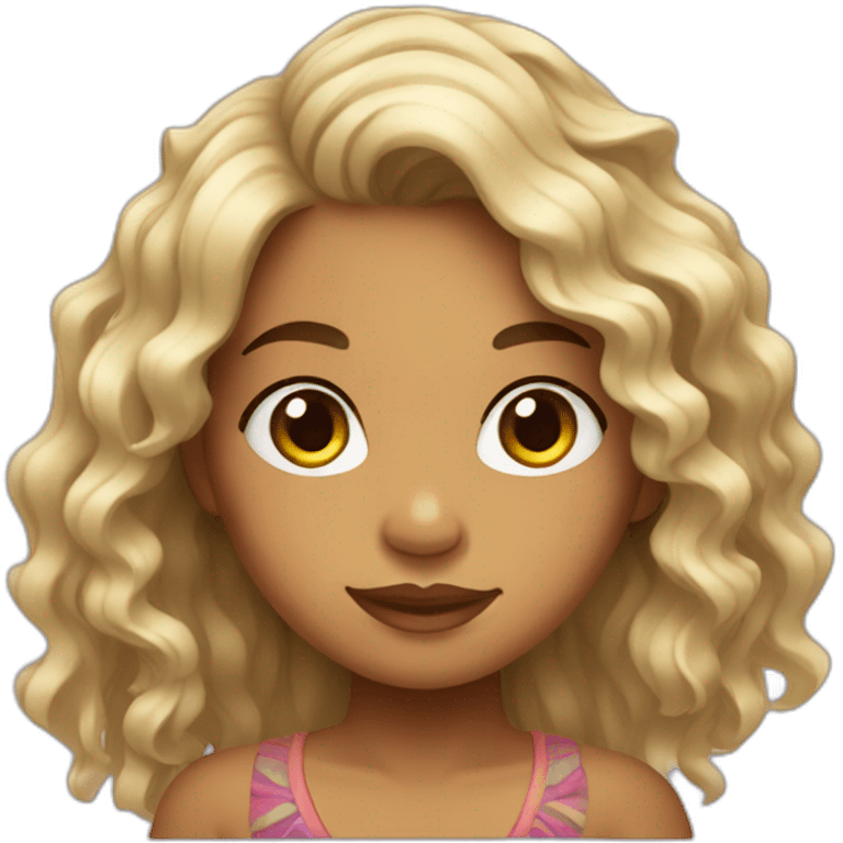 Polynesian girl with wavy hair emoji