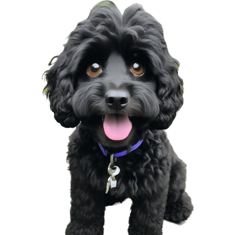 Black fluffy cockerpoo  emoji