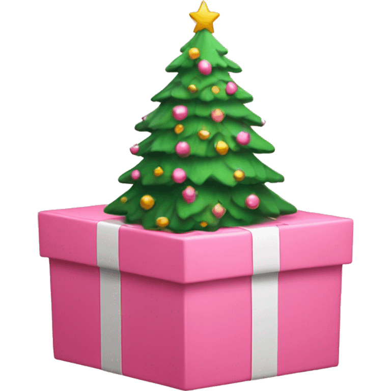 cute pink box christmas tree emoji