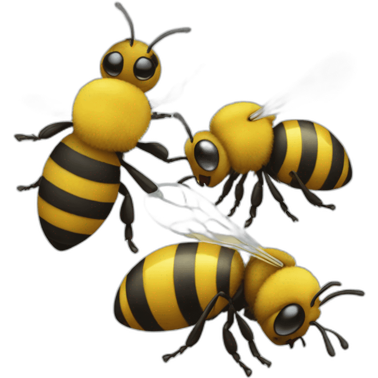 three bee emoji