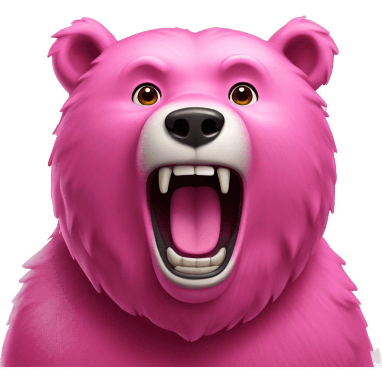 Realistic pink bear roaring  emoji