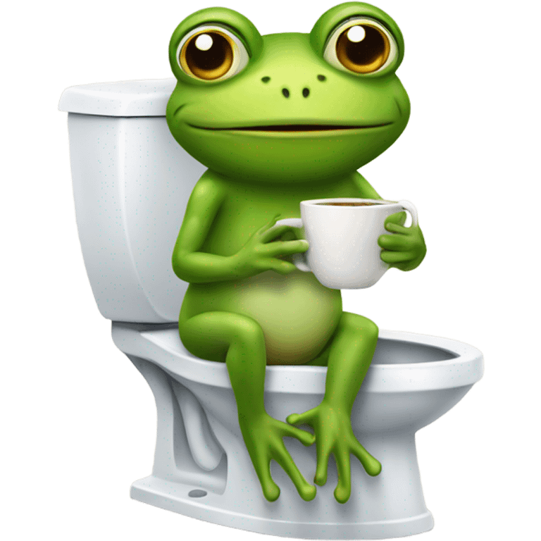 Frog on toilet while drinking coffee emoji