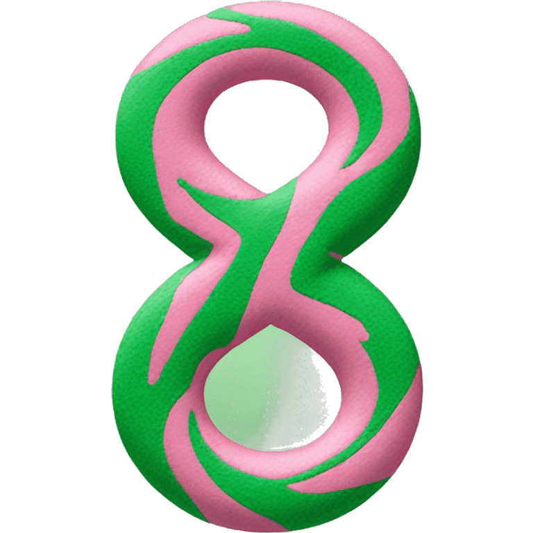 Green and pink figure 8 symbol emoji