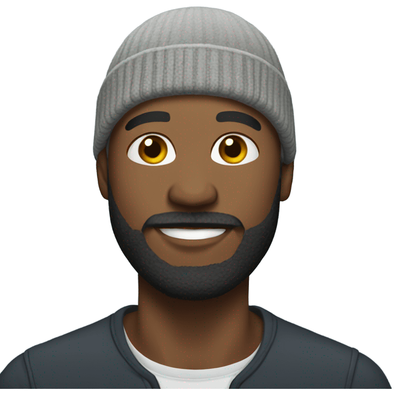 Bald black man with a beard and a beanie emoji