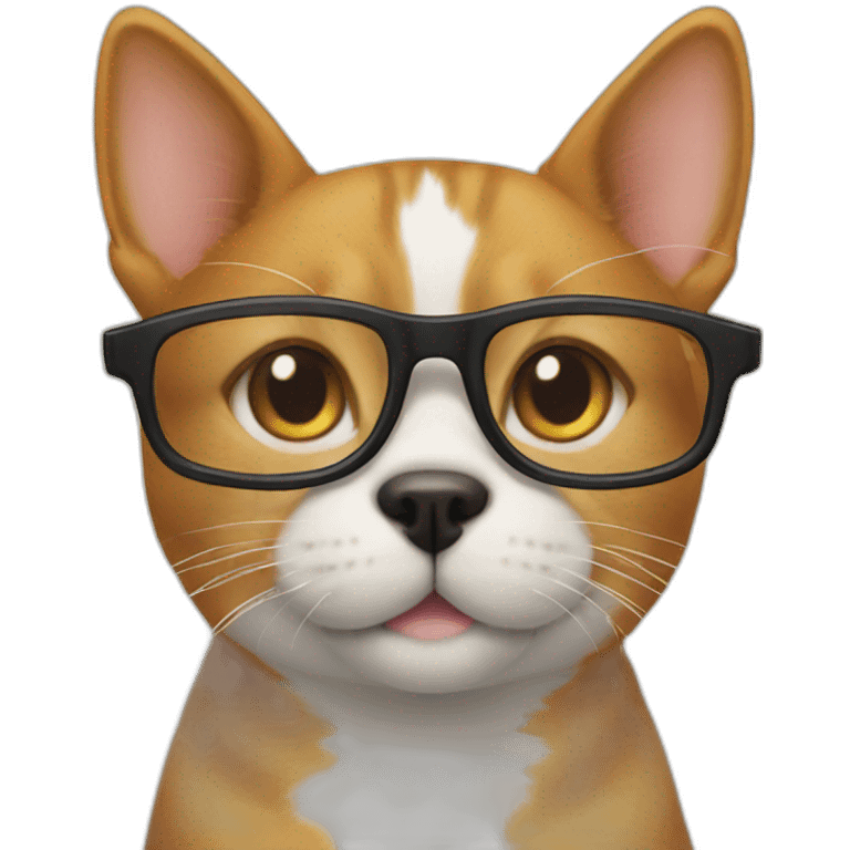 Cat and dog glasses emoji