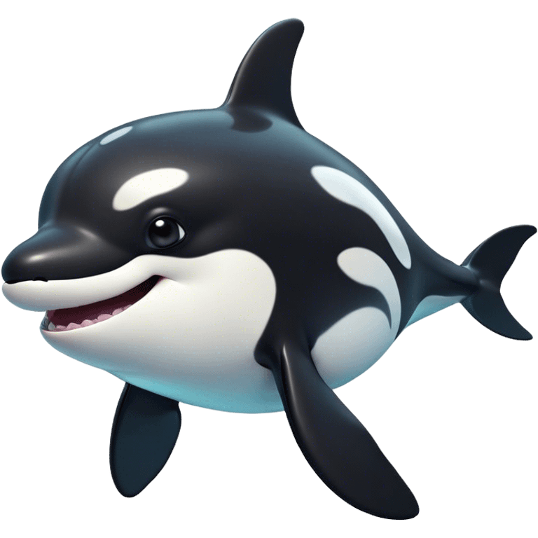 Cinematic Comical orca Portrait Emoji, Head tilted dramatically with an exaggeratedly shocked expression, featuring a sleek black-and-white body with wide, comically expressive eyes full of playful disbelief and animated flippers, Simplified yet hilariously expressive features, highly detailed, glowing with a slightly sassy oceanic glow, high shine, dramatic yet playful, stylized with an air of cheeky marine mischief, soft glowing outline, capturing the essence of a meme-worthy orca that looks ready to make waves with its hilariously dramatic antics! emoji