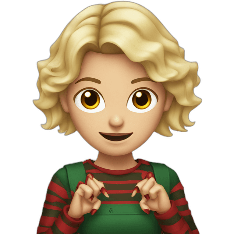 blonde girl with freddy krueger claw hands emoji