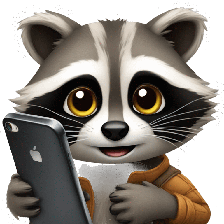 Raccoon with phone  emoji